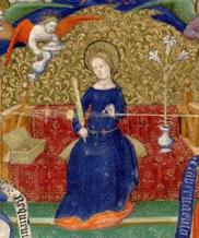 Vierge Marie, anges, ciel, tissage, enluminure