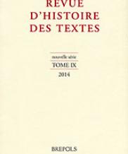 Revue d'histoire des textes, IX