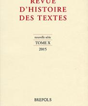 Revue d'histoire des textes, 10