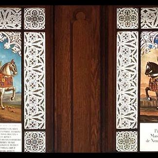 Vitraux, cavalier, cheval
