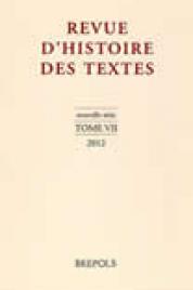 Revue d'histoire des textes