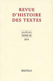 Revue d'histoire des textes, IX