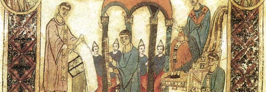 Enluminure, manuscrit, hommes d'église