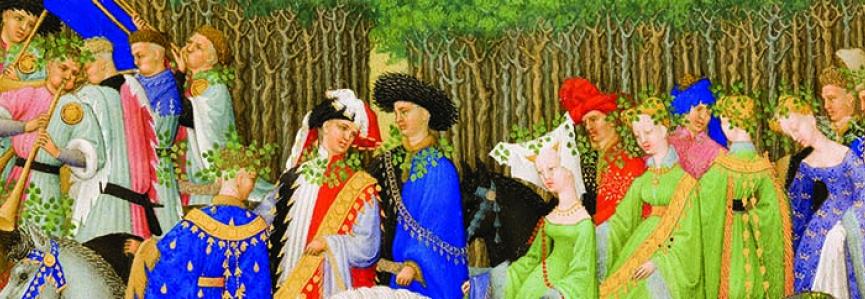 scène de musique, chevaliers, dames