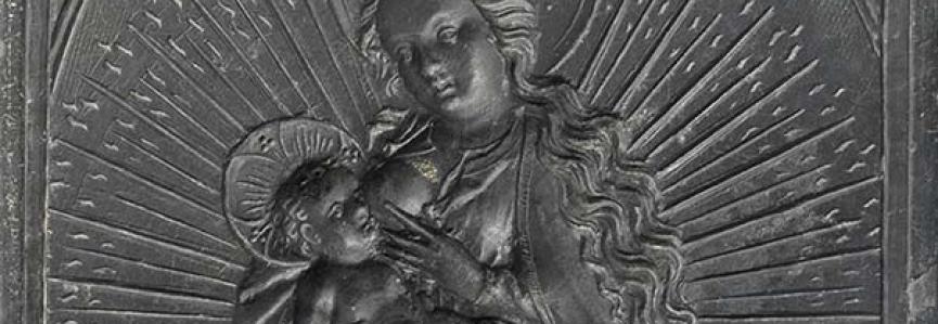 Moule pour pain d'épices de la région d'Aix-la-Chapelle avec une représentation de l'Annonciation, vers 1475-1500. Paris, Musée de Cluny - Musée du Moyen Âge, CL 14096 (cop. RMN-Grand Palais / Jean-Gilles Berizzi) Moule, Vierge Marie, enfant Jésus