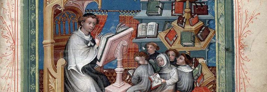 Enseignant, élèves manuscrits